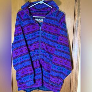 HEAD Women’s Vibrant Patterned Teddy Jacket - Purple and Blue